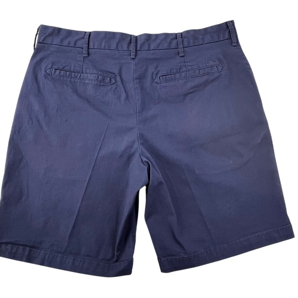 IZOD Chino Shorts Mens 34 Navy Blue Flat Front Cotton Blend Stretch‎ - Picture 2 of 8